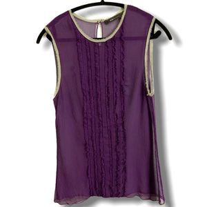Bcbgmaxazria 100% Silk Sheer Purple SleevelessTank Top Sz M